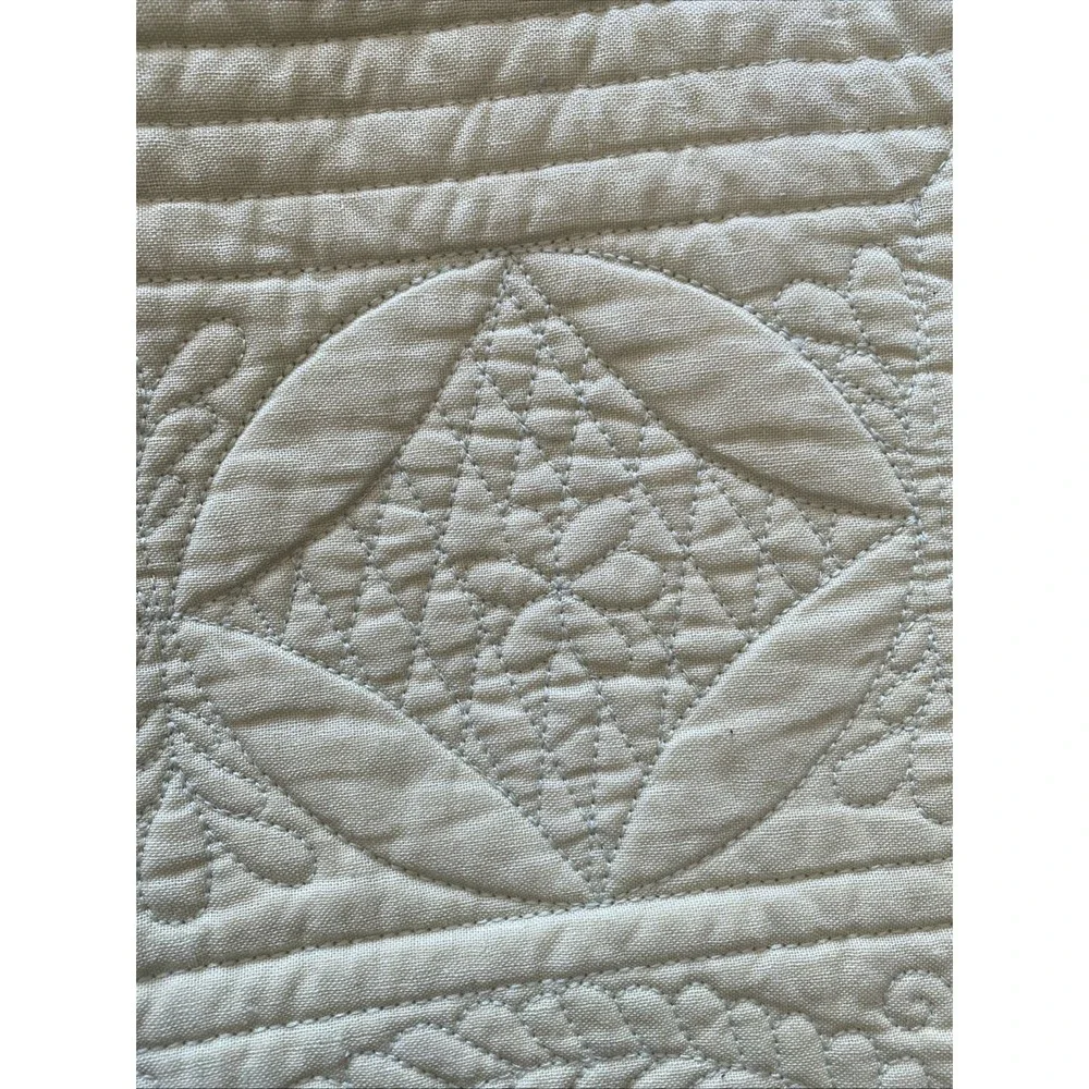 Pottery Barn Quilted Medallion Pillow Sham Standard Green Cotton Linen‎ Blend